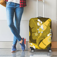 Yellow Banana Leaf Hawaii Luggage Cover Lau Maia Plumeria Tropical Summer Vibes LT14 - Polynesian Pride