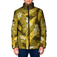 Yellow Banana Leaf Hawaii Padded Jacket Lau Maia Plumeria Tropical Summer Vibes LT14 Men Yellow - Polynesian Pride