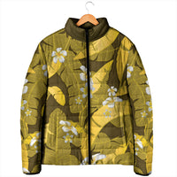 Yellow Banana Leaf Hawaii Padded Jacket Lau Maia Plumeria Tropical Summer Vibes LT14 - Polynesian Pride