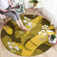 Yellow Banana Leaf Hawaii Round Carpet Lau Maia Plumeria Tropical Summer Vibes LT14 - Polynesian Pride