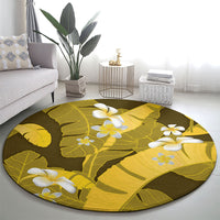Yellow Banana Leaf Hawaii Round Carpet Lau Maia Plumeria Tropical Summer Vibes LT14 - Polynesian Pride