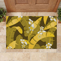 Yellow Banana Leaf Hawaii Rubber Doormat Lau Maia Plumeria Tropical Summer Vibes LT14 Yellow - Polynesian Pride