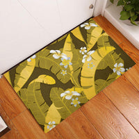 Yellow Banana Leaf Hawaii Rubber Doormat Lau Maia Plumeria Tropical Summer Vibes LT14 - Polynesian Pride