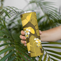 Yellow Banana Leaf Hawaii Skinny Tumbler Lau Maia Plumeria Tropical Summer Vibes LT14 - Polynesian Pride