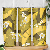 Yellow Banana Leaf Hawaii Skinny Tumbler Lau Maia Plumeria Tropical Summer Vibes LT14 - Polynesian Pride