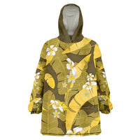 Yellow Banana Leaf Hawaii Wearable Blanket Hoodie Lau Maia Plumeria Tropical Summer Vibes LT14 One Size Yellow - Polynesian Pride