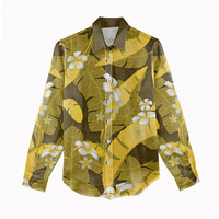 Yellow Banana Leaf Hawaii Women Casual Shirt Lau Maia Plumeria Tropical Summer Vibes LT14 - Polynesian Pride