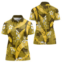 Yellow Banana Leaf Hawaii Women Polo Shirt Lau Maia Plumeria Tropical Summer Vibes LT14 - Polynesian Pride
