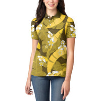 Yellow Banana Leaf Hawaii Women Polo Shirt Lau Maia Plumeria Tropical Summer Vibes LT14 - Polynesian Pride