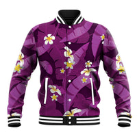 Purple Banana Leaf Hawaii Baseball Jacket Lau Maia Plumeria Tropical Summer Vibes LT14 Unisex Purple - Polynesian Pride