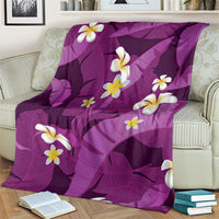 Purple Banana Leaf Hawaii Blanket Lau Maia Plumeria Tropical Summer Vibes LT14 - Polynesian Pride