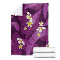 Purple Banana Leaf Hawaii Blanket Lau Maia Plumeria Tropical Summer Vibes LT14 - Polynesian Pride