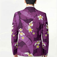 Purple Banana Leaf Hawaii Blazer Lau Maia Plumeria Tropical Summer Vibes LT14 - Polynesian Pride