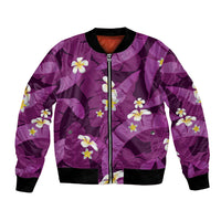 Purple Banana Leaf Hawaii Bomber Jacket Lau Maia Plumeria Tropical Summer Vibes LT14 Unisex Purple - Polynesian Pride