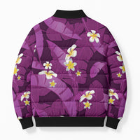 Purple Banana Leaf Hawaii Bomber Puffer Jacket Lau Maia Plumeria Tropical Summer Vibes LT14 - Polynesian Pride