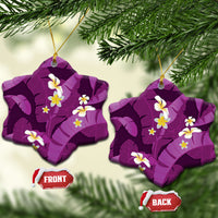 Purple Banana Leaf Hawaii Ceramic Ornament Lau Maia Plumeria Tropical Summer Vibes