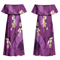 Purple Banana Leaf Hawaii Couples Matching Off Shoulder Maxi Dress and Long Sleeve Button Shirt Lau Maia Plumeria Tropical Summer Vibes LT14 - Polynesian Pride