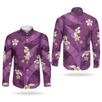 Purple Banana Leaf Hawaii Couples Matching Short Sleeve Bodycon Dress and Long Sleeve Button Shirt Lau Maia Plumeria Tropical Summer Vibes LT14 - Polynesian Pride