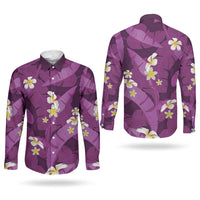 Purple Banana Leaf Hawaii Couples Matching Summer Maxi Dress and Long Sleeve Button Shirt Lau Maia Plumeria Tropical Summer Vibes LT14 - Polynesian Pride