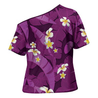 Purple Banana Leaf Hawaii Cross Shoulder Shirt Lau Maia Plumeria Tropical Summer Vibes LT14 - Polynesian Pride