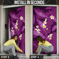 Purple Banana Leaf Hawaii Door Cover Lau Maia Plumeria Tropical Summer Vibes LT14 - Polynesian Pride