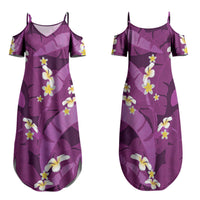 Purple Banana Leaf Hawaii Family Matching Summer Maxi Dress and Hawaiian Shirt Lau Maia Plumeria Tropical Summer Vibes LT14 Mom's Dress Purple - Polynesian Pride