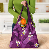 Purple Banana Leaf Hawaii Grocery Bag Lau Maia Plumeria Tropical Summer Vibes LT14 - Polynesian Pride