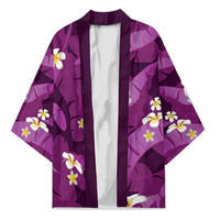 Purple Banana Leaf Hawaii Kimono Lau Maia Plumeria Tropical Summer Vibes LT14 Unisex Purple - Polynesian Pride