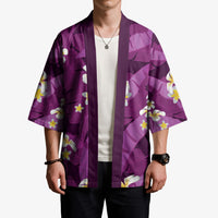 Purple Banana Leaf Hawaii Kimono Lau Maia Plumeria Tropical Summer Vibes LT14 - Polynesian Pride