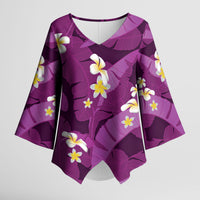 Purple Banana Leaf Hawaii Kimono Sleeve Blouse Lau Maia Plumeria Tropical Summer Vibes LT14 Female Purple - Polynesian Pride