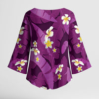 Purple Banana Leaf Hawaii Kimono Sleeve Blouse Lau Maia Plumeria Tropical Summer Vibes LT14 - Polynesian Pride