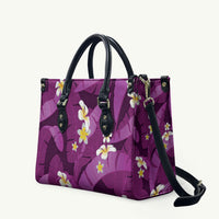Purple Banana Leaf Hawaii Leather Bag Lau Maia Plumeria Tropical Summer Vibes LT14 Purple - Polynesian Pride