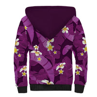 Purple Banana Leaf Hawaii Sherpa Hoodie Lau Maia Plumeria Tropical Summer Vibes LT14 - Polynesian Pride