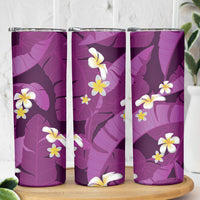 Purple Banana Leaf Hawaii Skinny Tumbler Lau Maia Plumeria Tropical Summer Vibes LT14 - Polynesian Pride