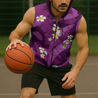Purple Banana Leaf Hawaii Sleeveless Zip Hoodie Lau Maia Plumeria Tropical Summer Vibes LT14 - Polynesian Pride
