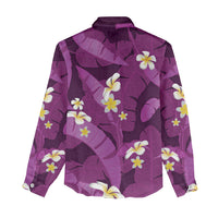 Purple Banana Leaf Hawaii Women Casual Shirt Lau Maia Plumeria Tropical Summer Vibes LT14 - Polynesian Pride