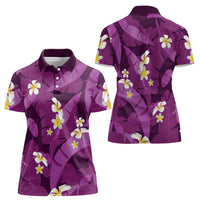 Purple Banana Leaf Hawaii Women Polo Shirt Lau Maia Plumeria Tropical Summer Vibes LT14 - Polynesian Pride