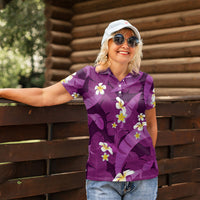 Purple Banana Leaf Hawaii Women Polo Shirt Lau Maia Plumeria Tropical Summer Vibes LT14 - Polynesian Pride