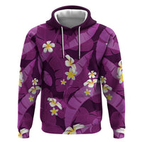 Purple Banana Leaf Hawaii Zip Hoodie Lau Maia Plumeria Tropical Summer Vibes LT14 Pullover Hoodie Purple - Polynesian Pride