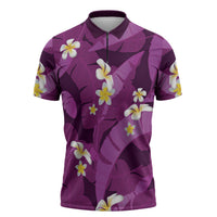 Purple Banana Leaf Hawaii Zipper Polo Shirt Lau Maia Plumeria Tropical Summer Vibes LT14 Purple - Polynesian Pride