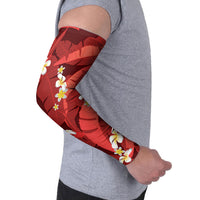 Red Banana Leaf Hawaii Arm Sleeves Lau Maia Plumeria Tropical Summer Vibes LT14 - Polynesian Pride