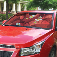 Red Banana Leaf Hawaii Auto Sun Shade Lau Maia Plumeria Tropical Summer Vibes LT14 - Polynesian Pride