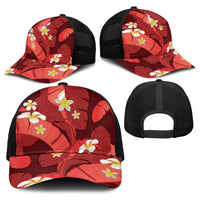 Red Banana Leaf Hawaii Baseball Net Cap Lau Maia Plumeria Tropical Summer Vibes LT14 - Polynesian Pride