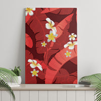 Red Banana Leaf Hawaii Canvas Wall Art Lau Maia Plumeria Tropical Summer Vibes LT14 - Polynesian Pride