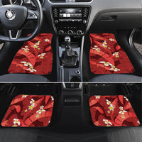 Red Banana Leaf Hawaii Car Mats Lau Maia Plumeria Tropical Summer Vibes LT14 Set 4pcs Red - Polynesian Pride