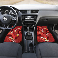 Red Banana Leaf Hawaii Car Mats Lau Maia Plumeria Tropical Summer Vibes LT14 Set 2pcs - Front Red - Polynesian Pride