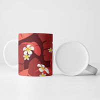Red Banana Leaf Hawaii Ceramic Mug Lau Maia Plumeria Tropical Summer Vibes LT14 - Polynesian Pride