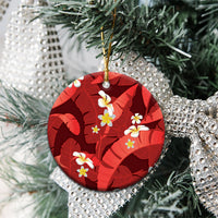 Red Banana Leaf Hawaii Ceramic Ornament Lau Maia Plumeria Tropical Summer Vibes