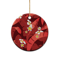 Red Banana Leaf Hawaii Ceramic Ornament Lau Maia Plumeria Tropical Summer Vibes
