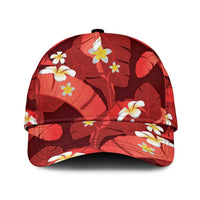 Red Banana Leaf Hawaii Classic Cap Lau Maia Plumeria Tropical Summer Vibes LT14 Universal Fit Red - Polynesian Pride